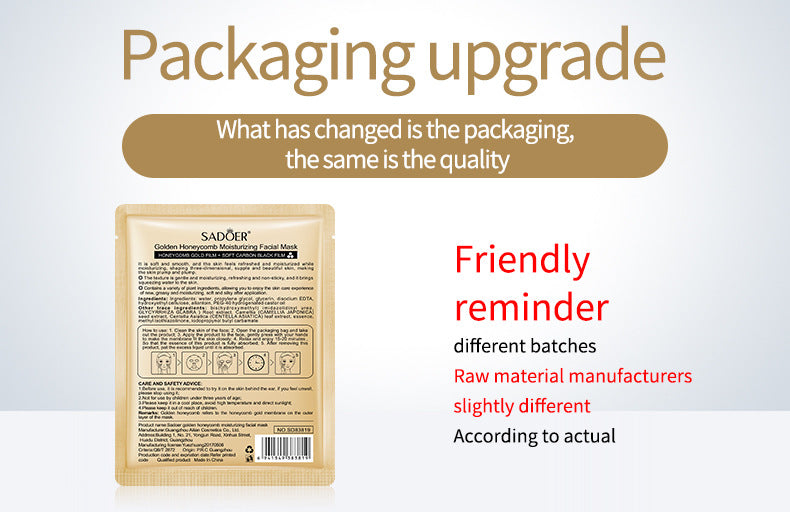 Full English Gold Mask SADOER Golden Honeycomb Mask Sheet Pack Moisture replenishment  Foreign Trade Wholesale