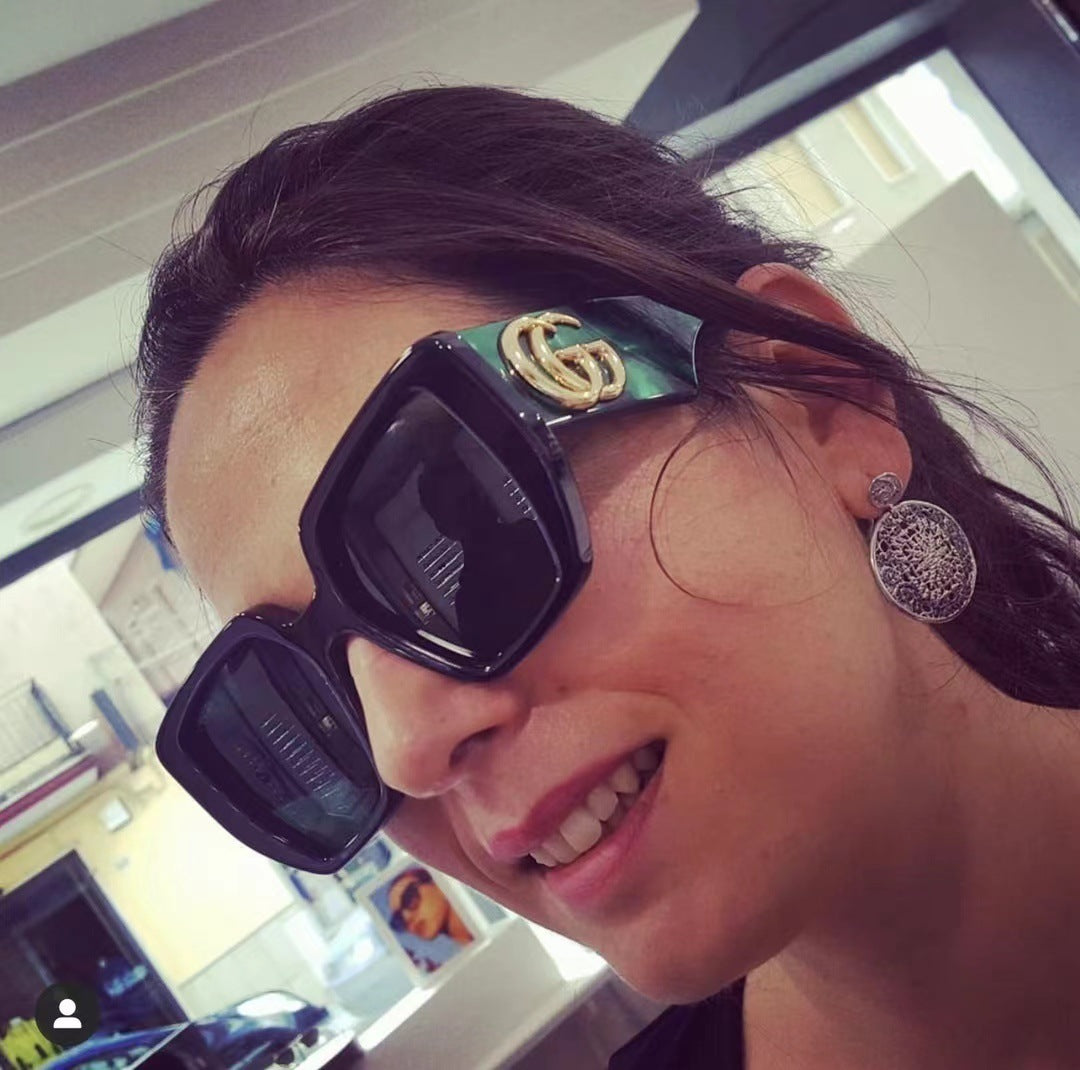 G Home Sunglasses European and American Style ins Xiaohongshu Celebrity Style Sunglasses Square Frame Color Block Legs Unisex GG6040