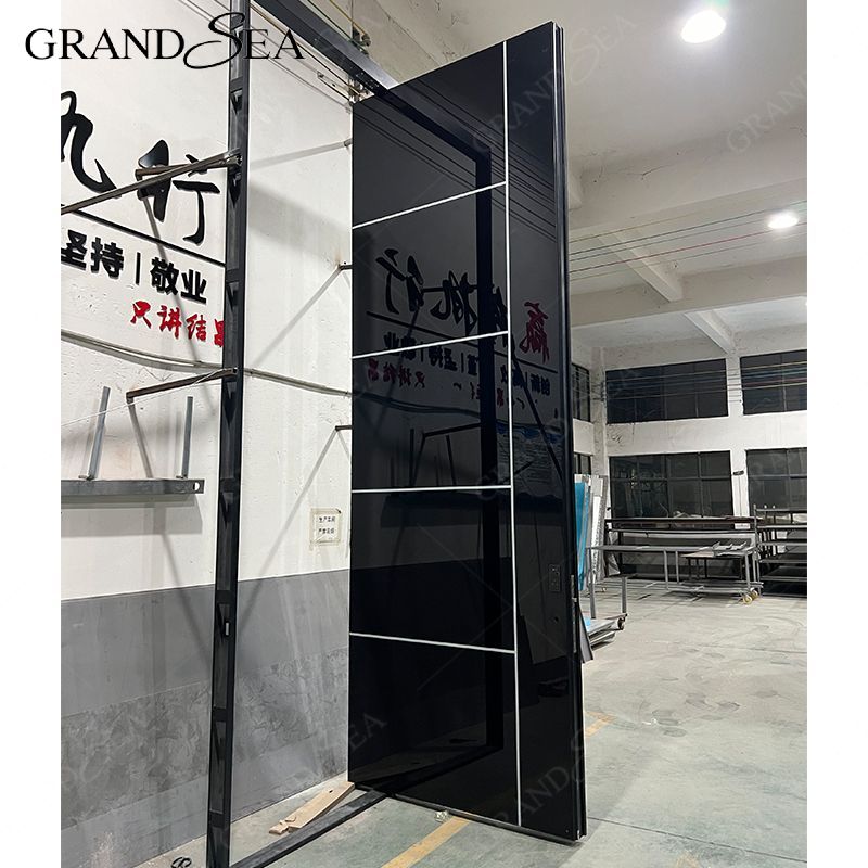 Customized Modern Metal Aluminum Pivot Front Entry Stainless Steel Pivot Security Entrance Doors With Sidelight