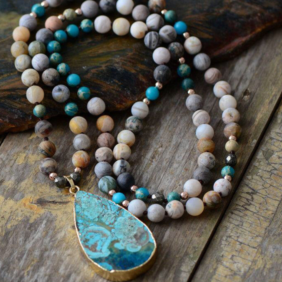 European and American fashion new white turquoise amethyst bracelet108Lotus Pendant Bracelet with Buddhist Beads