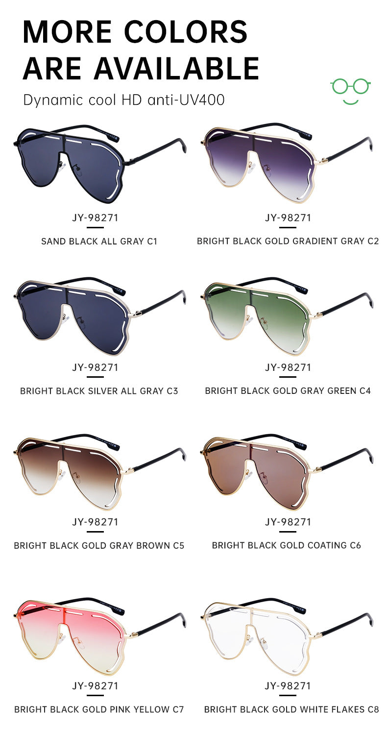 European and American Fashion Large Frame Sunglasses for Women, High-End Unique One-Piece Sunglasses, Trendy Wholesale sunglasses