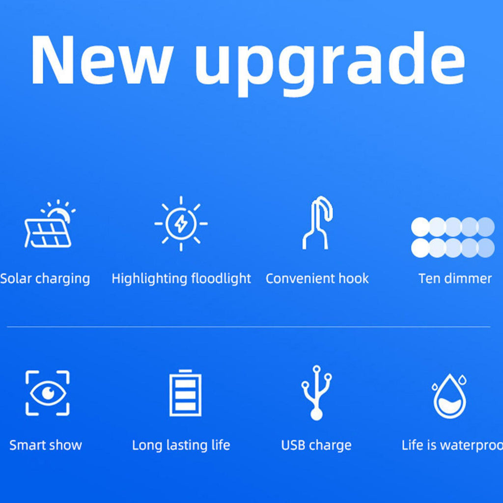 New Solar Light Rechargeable Tent Light Outdoor Camping Light LED Portable Camping Lantern USB Rechargeable Emergency Light