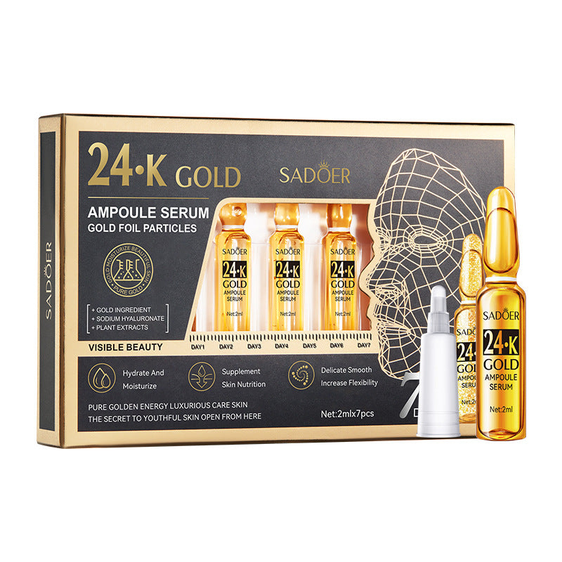 Full English Ampoule Essence SADOER Golden Hyaluronic Acid VC Moisturizing and nourishing  Foreign Trade Live Wholesale