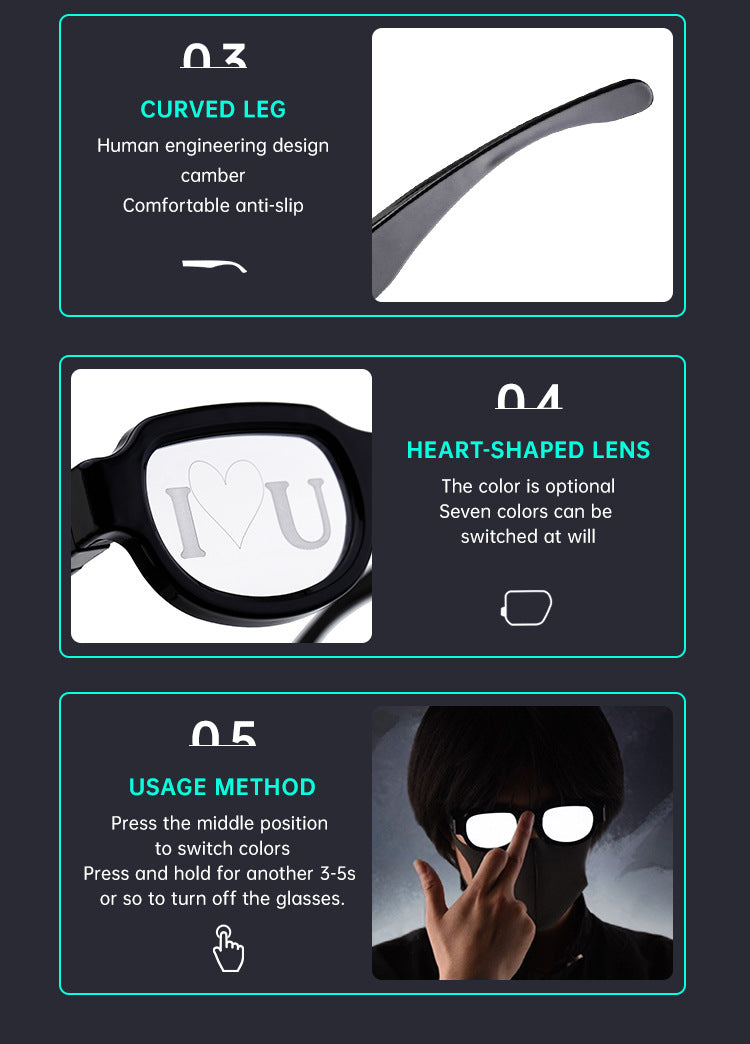 New LED Glowing Red Eye Glasses Same Style Glowing Glasses Personality Funny Party Performance Flashing Props