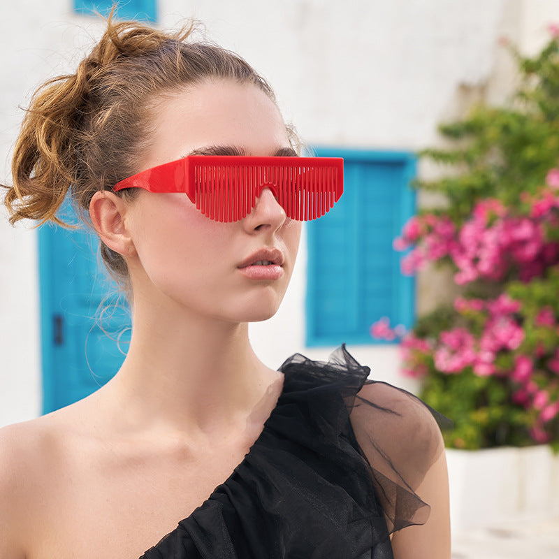 Christmas Costume Creative Comb Sunglasses for Women Multifunctional Gradient Party Blinds Sunglasses Trendy Internet Celebrity