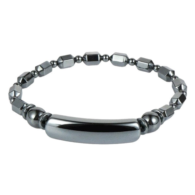 Hematite Round Bead Spacer Bracelet Men's Gift Elastic Cord Single Loop Bracelet Hematite Bridge Bracelet