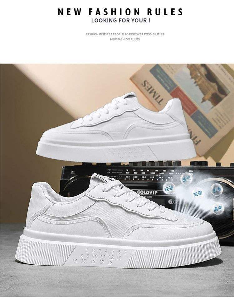 Men's White Sneakers Trendy Casual Shoes Summer Versatile New Breathable Height-Increasing Thick-Soled Sports Shoes HJ18807