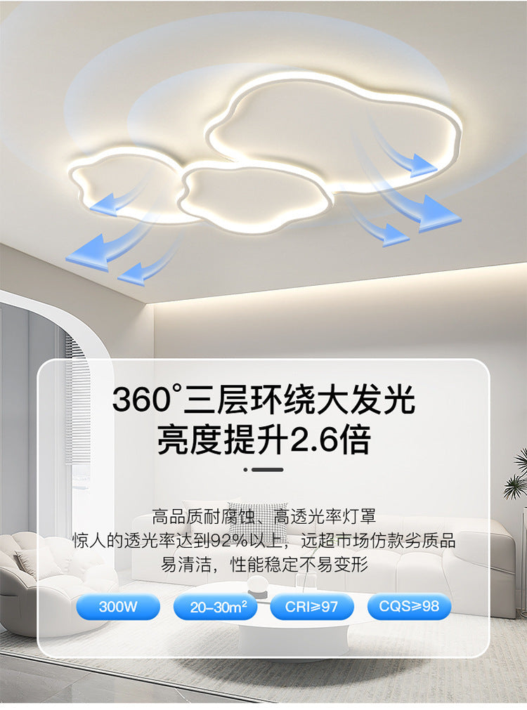 Cream Ceiling Light Minimalist Style Master Bedroom Light Cloud Hall Living Room Eye Protection Simple Room Light Full Spectrum Smart