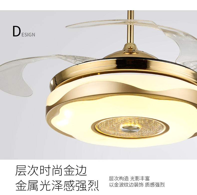 Living Room Ceiling Fan with Strong Wind Power Invisible Household Ceiling Fan Light for Bedroom and Dining Room, Integrated Fan Light with Light, Electric Fan Ceiling Light