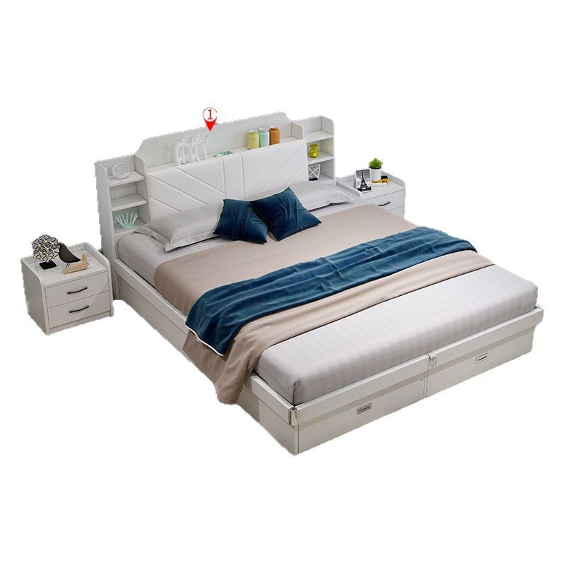 Pneumatic High Box Storage Bed1.8Rice Double Bed1.5Small Apartment Panel Bed Modern Simple Master Bedroom Storage Bed