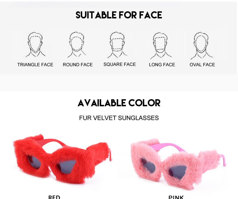 Puppy Style Plush Winter Sunglasses for Women Fashion Cat Eye Sunglasses European and American Style Sunglasses
