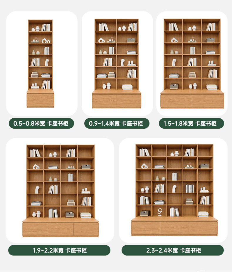 All-Oak Study Room Full-Wall Card Holder Integrated Bookcase Bookshelf Living Room Ceiling-To-Ceiling Solid Wood Display Cabinet
