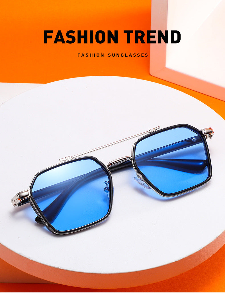 New Sunglasses Internet Celebrity Wei Ting Same Style Sunglasses for Men Trendy Large Square Frame Sunglasses for Men ins Sun Protection Glasses