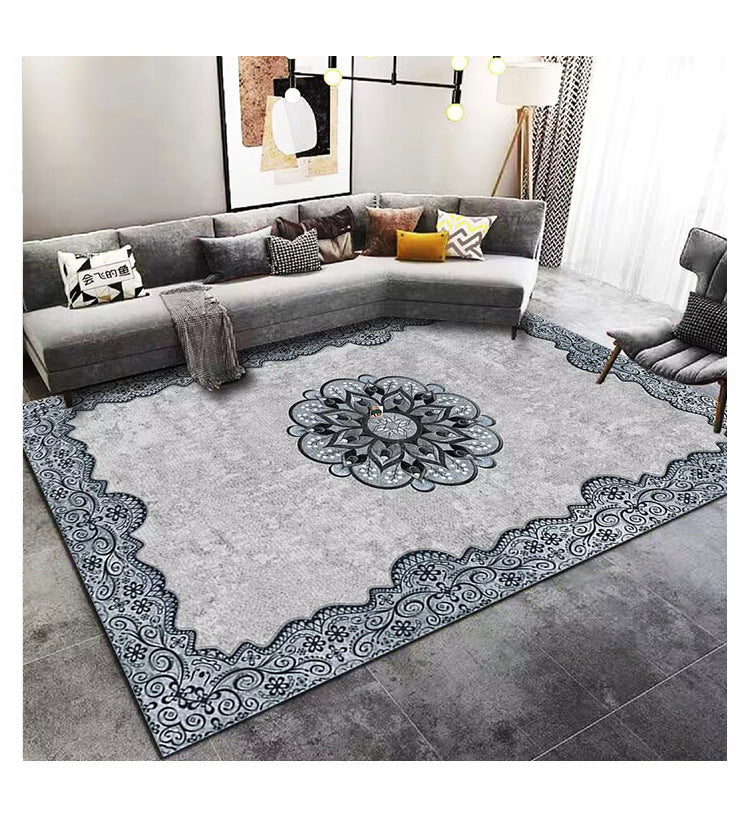 Living Room Carpet Stain Resistant Easy Care Crystal Velvet Carpet Home Sofa Coffee Table Rug Bedroom Wear-Resistant Non-Slip Mat