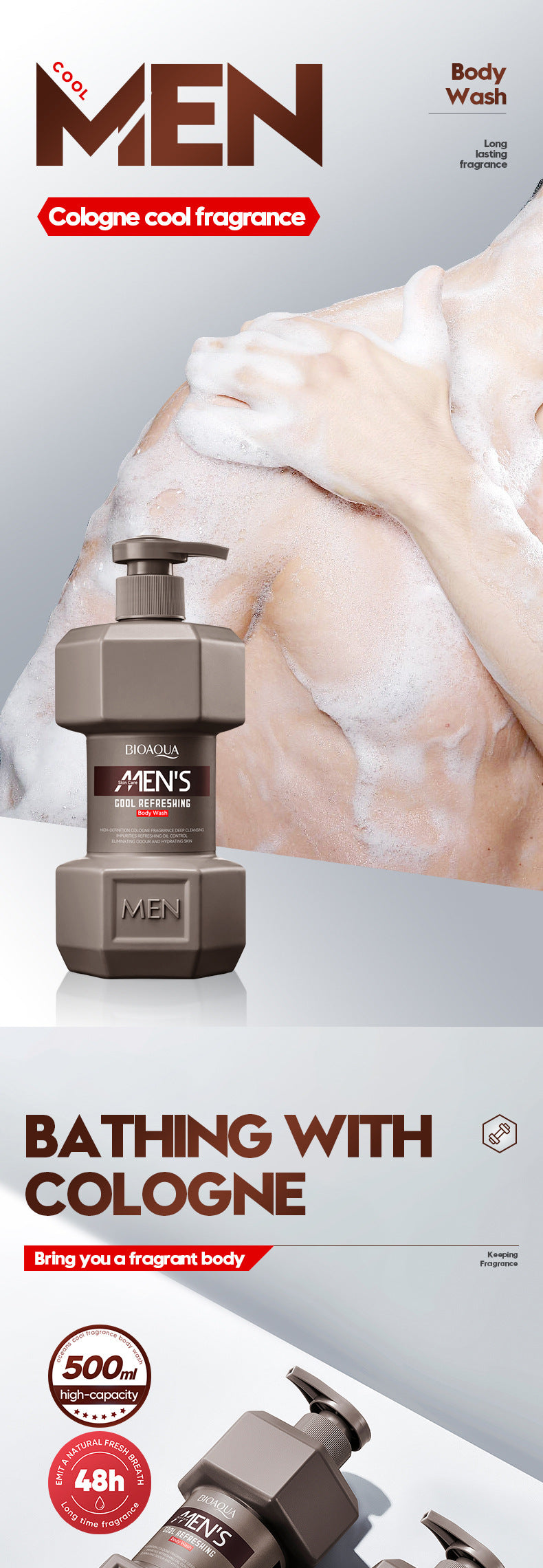 Full English Men's Ocean Refreshing Fragrance Shower Gel BIOAOUA  foreign trade wholesale of cleansing body wash