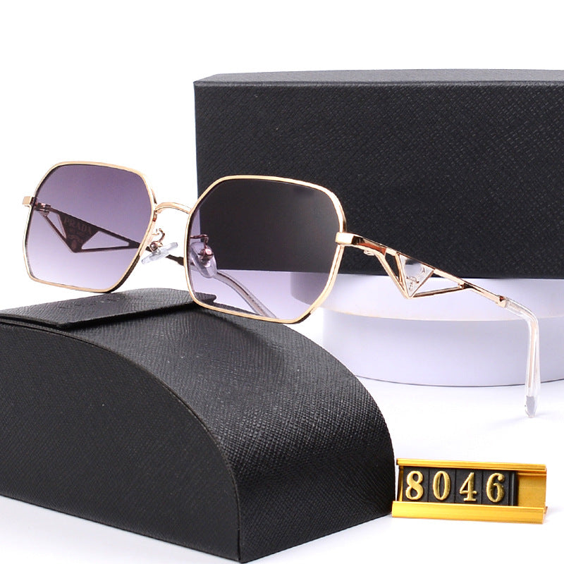 New Metal Sunglasses for Men and Women Classic Elegant Versatile Sunglasses Travel UV Protection Double Bridge Sunglasses Hot