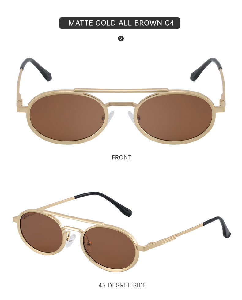 2025New European and American Retro Oval Frame Sunglasses for Men with High-end Spring Sunglasses for Women sunglasses