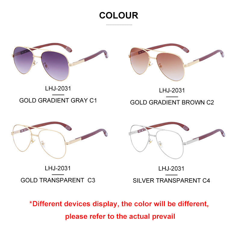 European and American Retro Wooden Leg Aviator Sunglasses for Men Wooden Driving Frog Sunglasses Wholesale