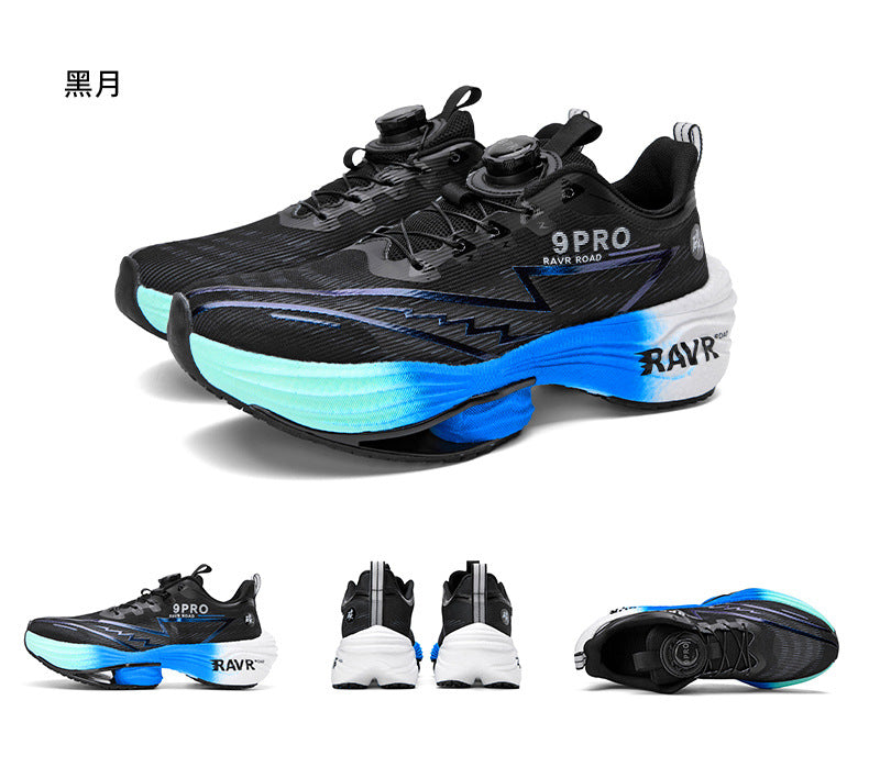 2025Autumn Winter Casual Fashion Double Mesh Knob Buckle Sneakers Super High Elastic Soft Sole Carbon Plate Anti-Slip Running Shoes