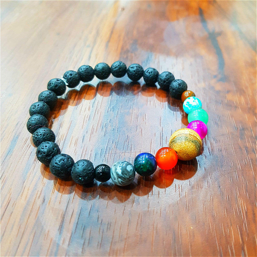 Hot-Selling Universe Galaxy Solar System Eight Planets Bracelet Guardian Star Natural Stone Bead Bracelet Seven Meridians Bracelet