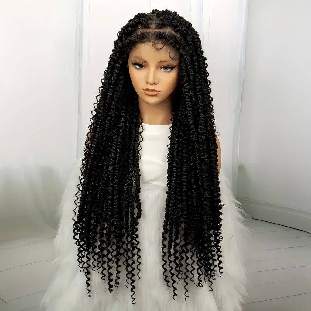 Cross-Border New African Braided Wig Hand-Woven Full Lace Double Strand Passion twist Feizi Chemical Fiber Head Cover