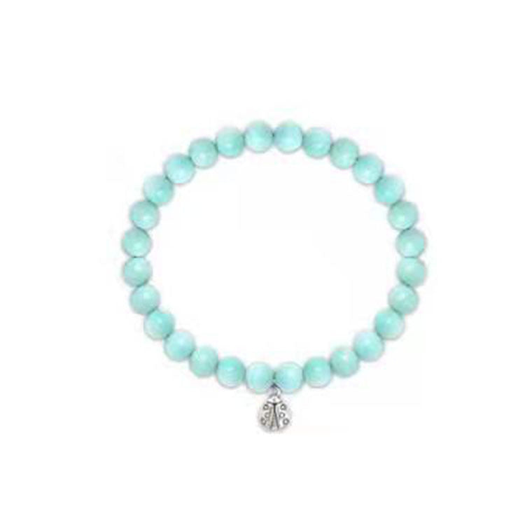 Women's Tianhe Stone Ladybug Bracelet6mm Beaded Pink Quartz Lapis Lazuli Jewelry Bracelet Purple Agate Seven-Star Ladybug Bracelet