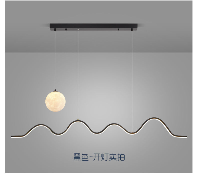 Restaurant Chandelier Light Luxury Dining Room Dining Table Bar Modern Minimalist Moon Lamp Minimalist Long Strip Guangdong Zhongshan Factory