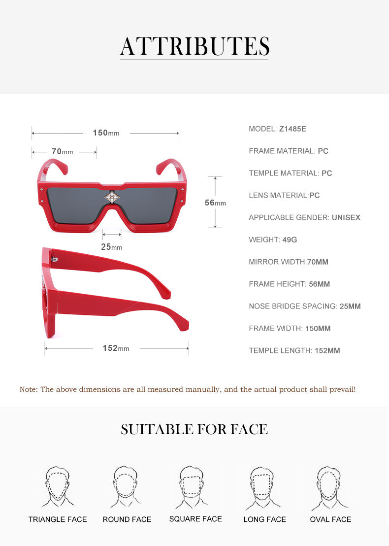 2025European and American 0k Rich Women Large Frame Sunglasses New One-piece Internet Celebrity Sunglasses for Women Trendy sunglasses