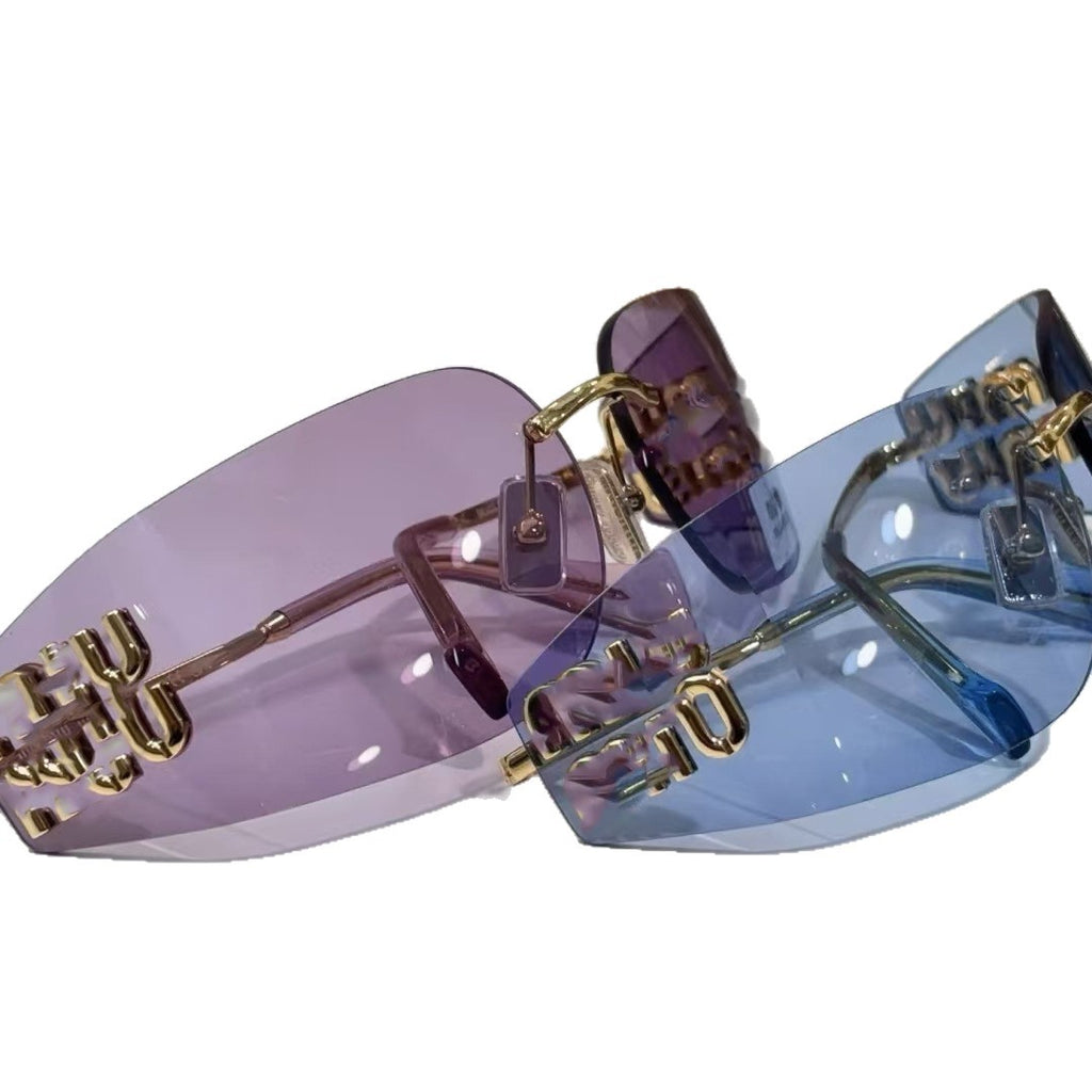 European and American Style miu Miaojia Frameless Sunglasses for Women Xiaohongshu ins Internet Celebrity Style Protective Sunglasses54y