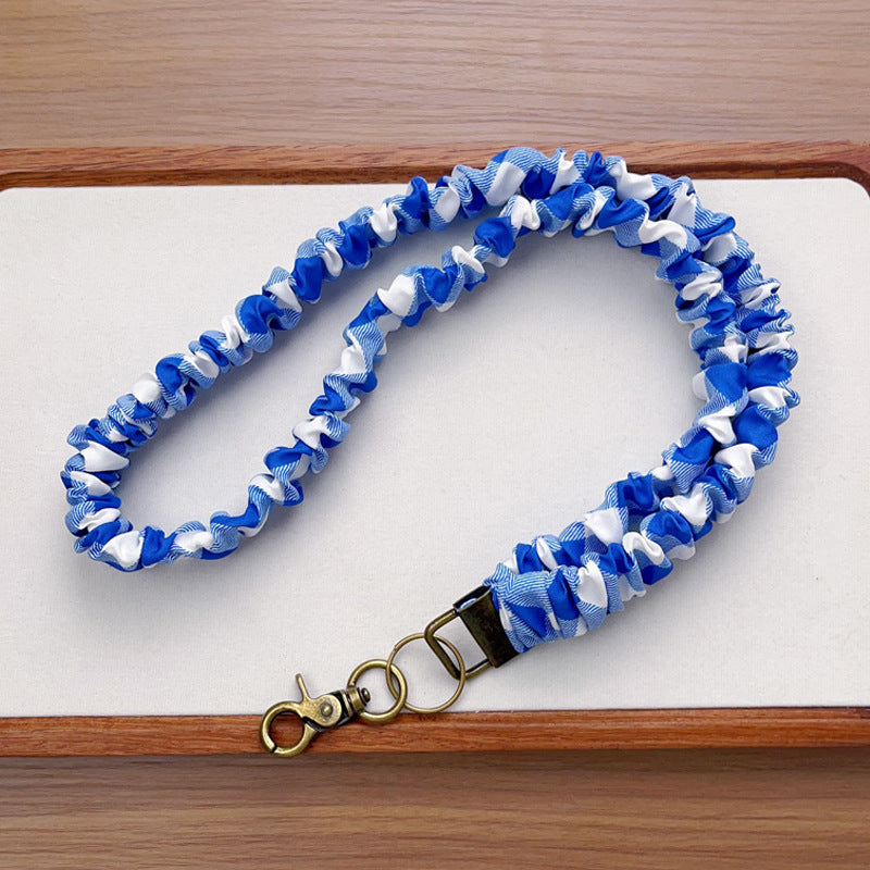 Keychain Large Elastic Polyester Wrinkle Print Hanging Ring Buckle Work Badge Phone Lanyard Chain