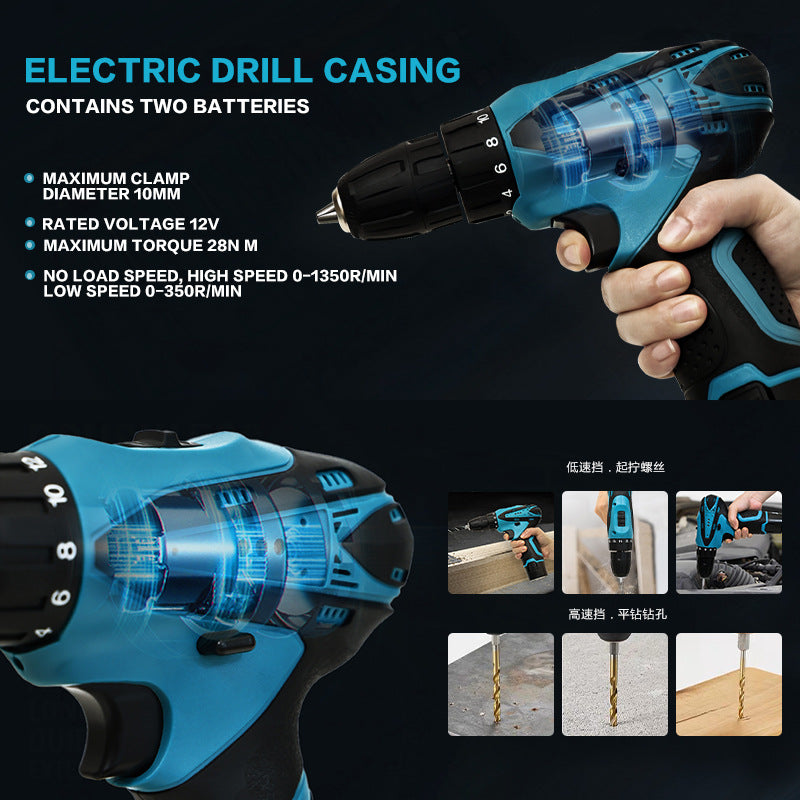 Electric hand drill12V Electric Screwdriver Lithium Battery Driver Pistol Drill Wholesale Power Tools