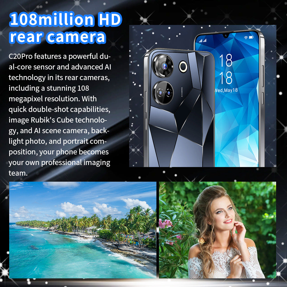 Mobile Phone C20Pro7.3Inch Full HD Screen16+1T Android Smart Factory Price Wholesale Full Screen Large Screen
