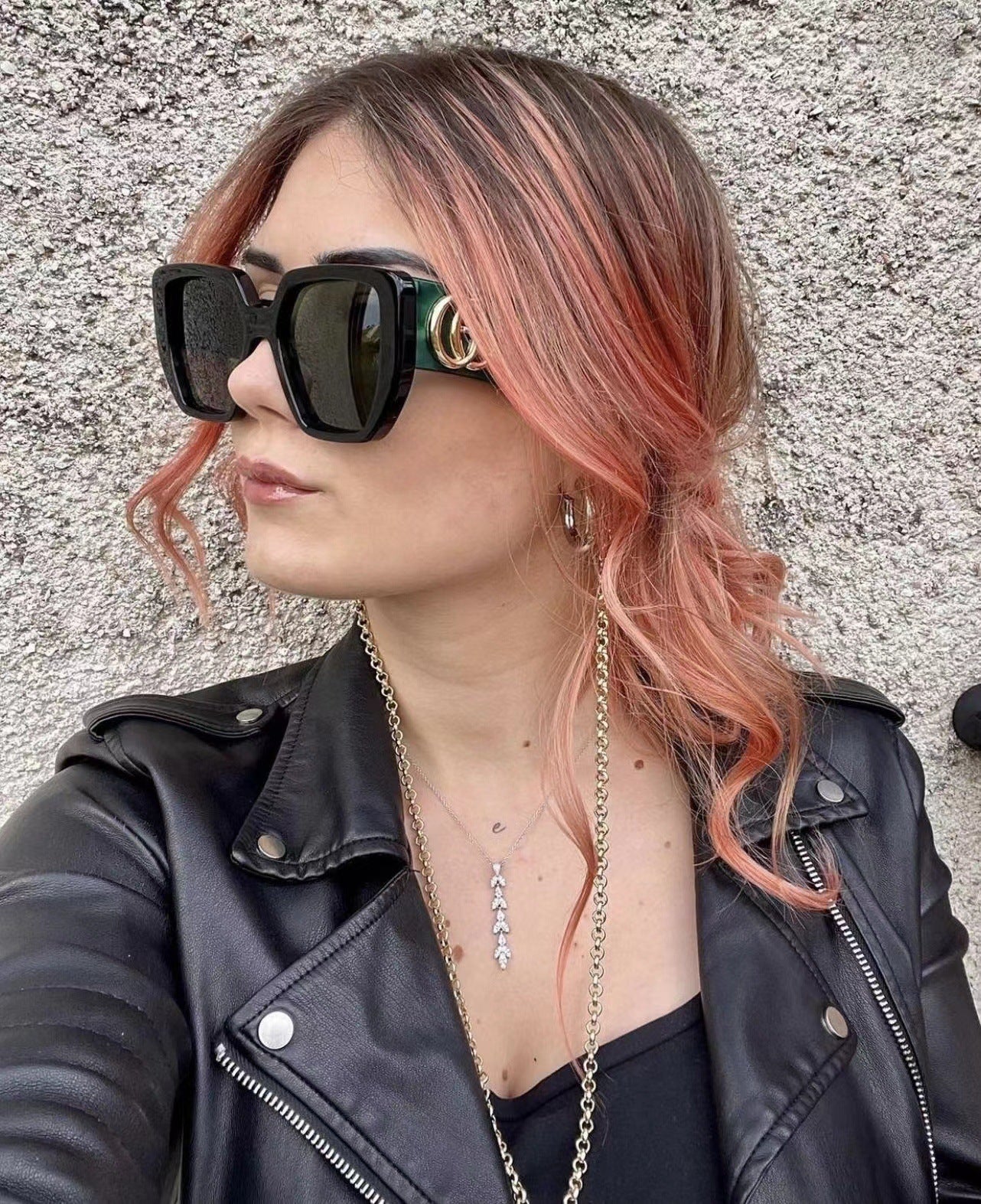 G Home Sunglasses European and American Style ins Xiaohongshu Celebrity Style Sunglasses Square Frame Color Block Legs Unisex GG6040