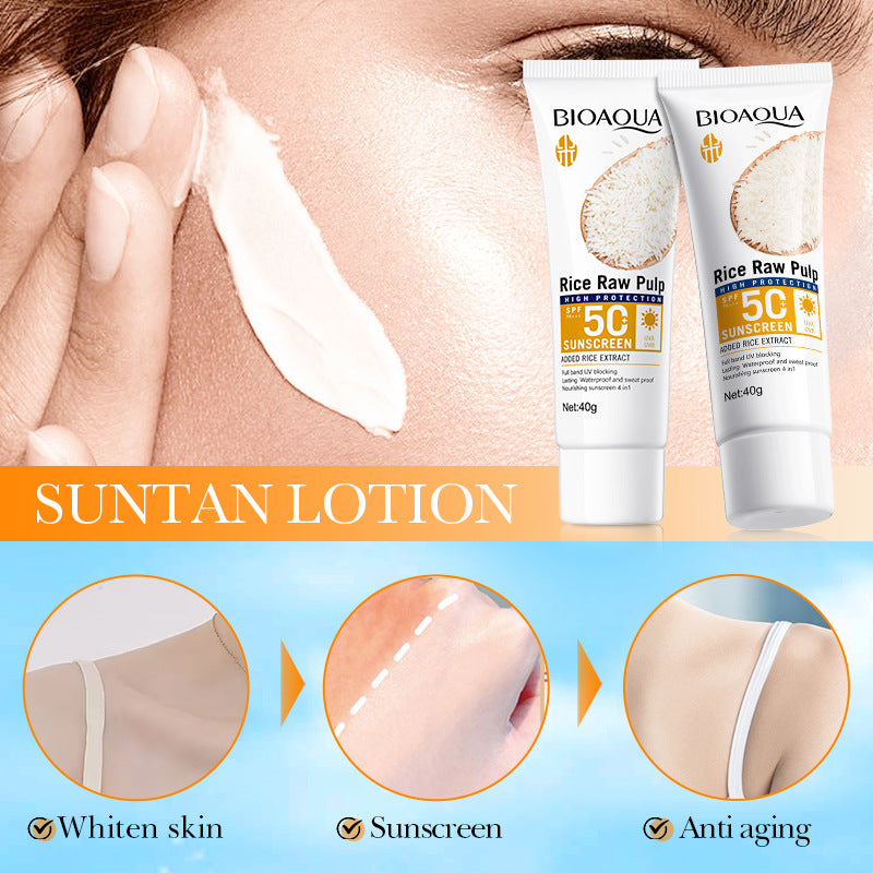 Full English Rice Puree Sunscreen40g BIOAOUA Sunscreen Isolation Cream Sunscreen  Foreign Trade Wholesale