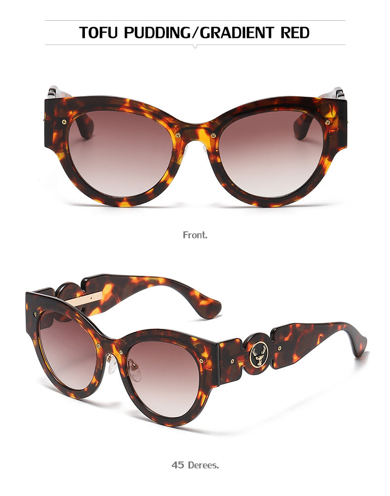 European and American Style Cat Eye Sunglasses for Women with High-end Feel ins Steampunk Frameless Sunglasses for Women Wholesale