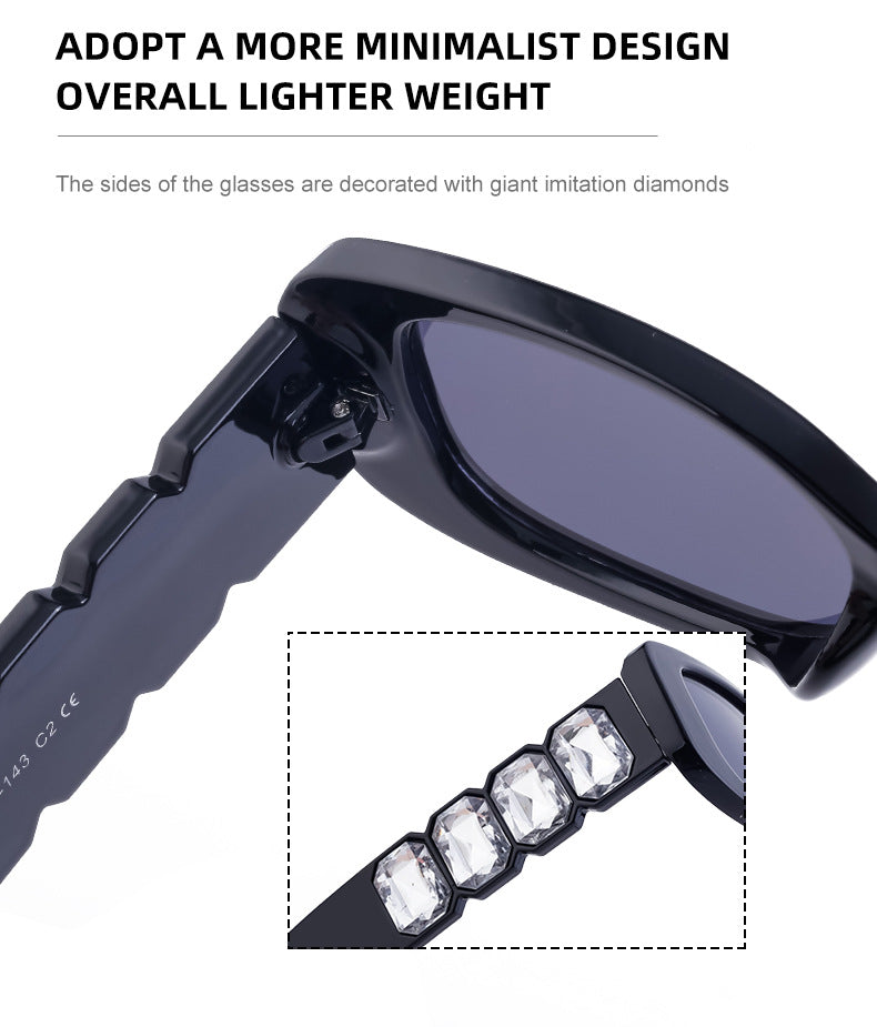 European and American Style Small Frame Sunglasses for Women with Rhinestones, Square Frame Sunglasses for Men, Wholesale Glasses sunglasses