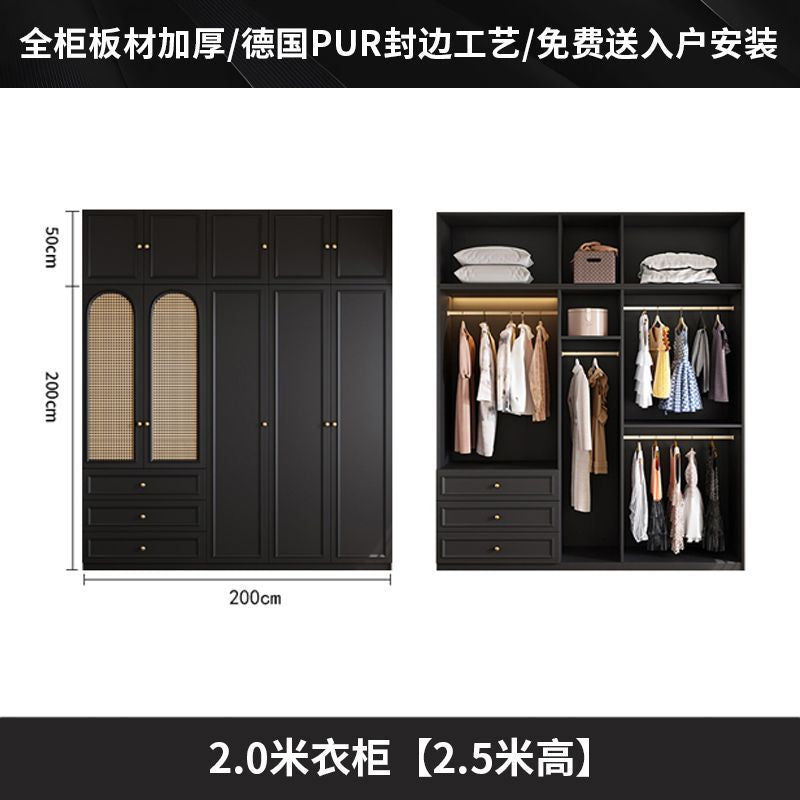 Vintage Style Wardrobe Black Cabinet Wardrobe for Home Bedroom Small Apartment Modern Simple Side Cabinet Top Cabinet Furniture Wardrobe