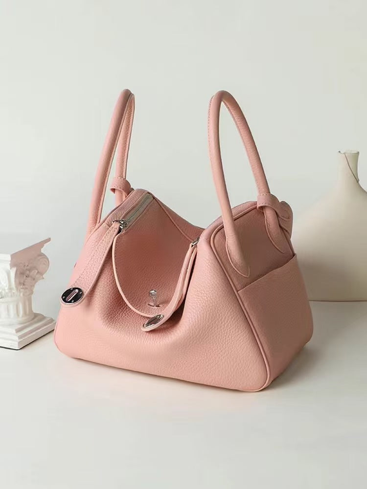 Doctor Genuine Leather Women's Bag2024Handheld Top Layer Cowhide Lychee Pattern Lindy Bag Single Shoulder Handbag Medicine Box Trendy