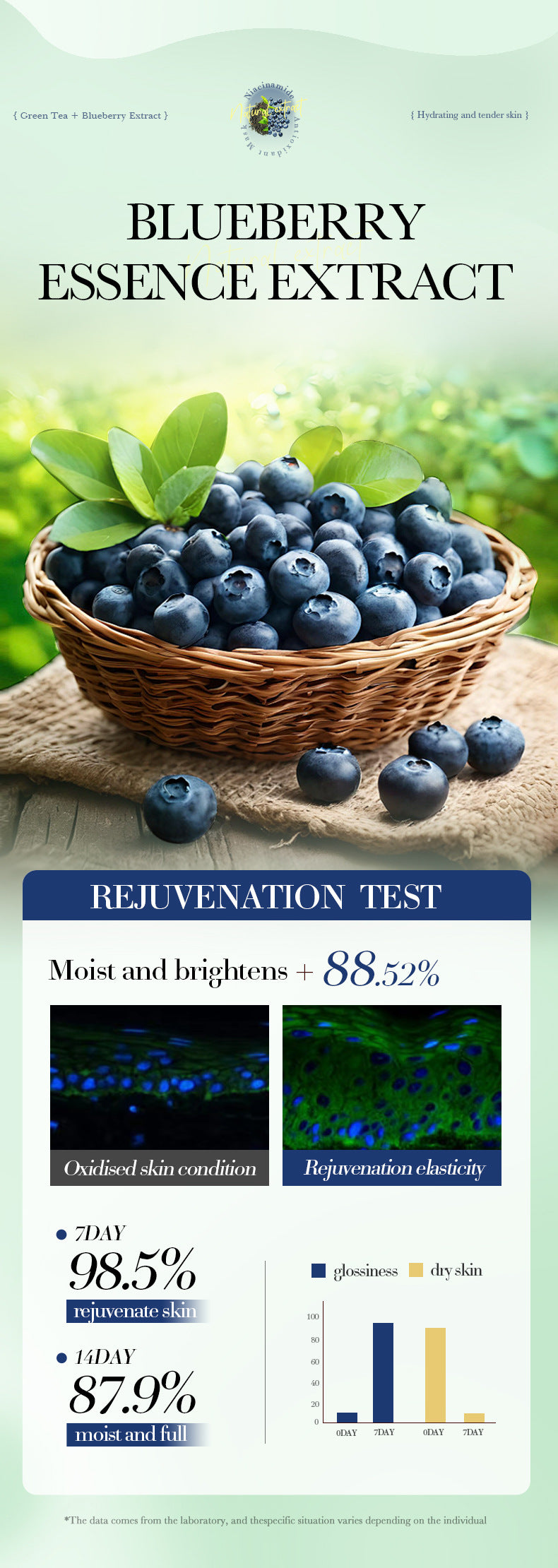 Green Tea Blueberry Rejuvenating Mask BIOAOUA Hydrating and Moisturizing Face Mask Stickers Cross-Border Wholesale