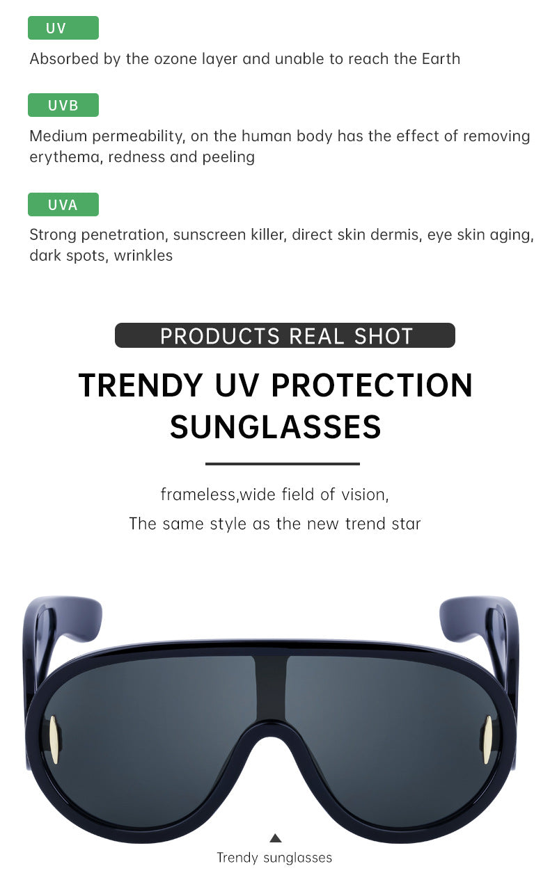 INS One-piece Large Frame Sunglasses for Women, European and American Fashion Sports Cycling Sunglasses, Windproof Glasses Wholesale