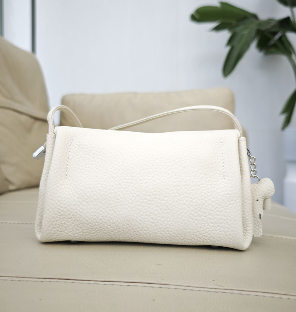 Genuine Leather Small Square Bag Daily Simple Women's Bag2025New Casual Little Elephant Commuting Versatile Cover Head Single Shoulder Crossbody Bag