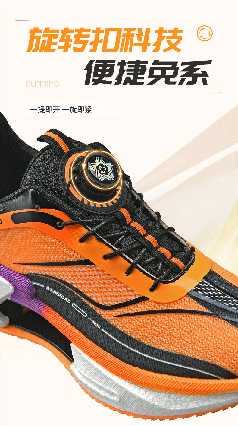 2025Men's and Women's Shock Absorption Breathable Non-Slip Sports Shoes Hollow Popcorn Carbon Plate Soft Sole Running Shoes Breathable Shock Absorption