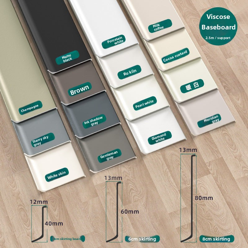 Aluminum alloy self-adhesive skirting board in cream style6cm Diamond-patterned white skirting line8Centimeter skin white metal baseboard