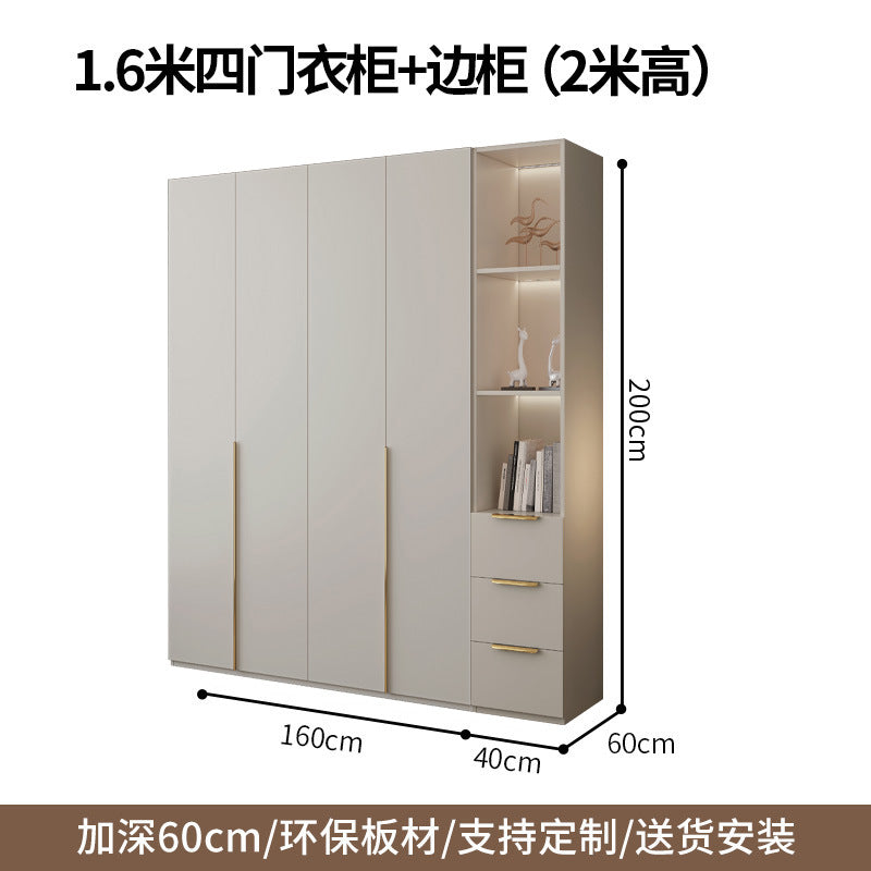 One-Door to Ceiling Heightened Solid Wood Wardrobe for Home Bedroom, Double Door Simple Assembly Cabinet, European Pine Board Storage Cabinet, Wardrobe