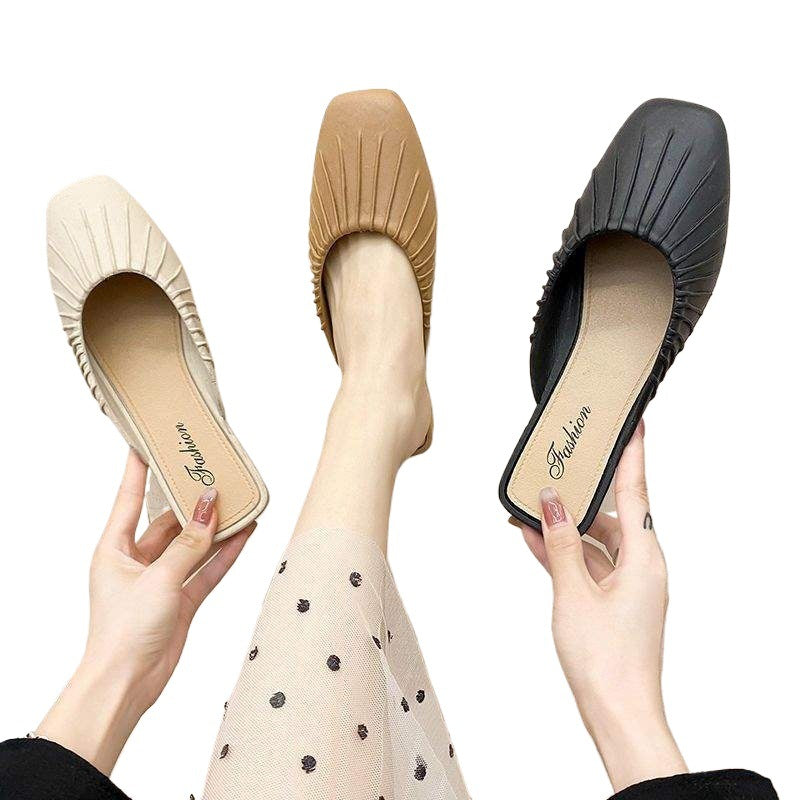 Lazy Closed-Toe Half Slippers for Women, All-Season Outdoor Waterproof Trendy Shoes, Korean Style Versatile Fashion Single Shoes, Women's Sandals