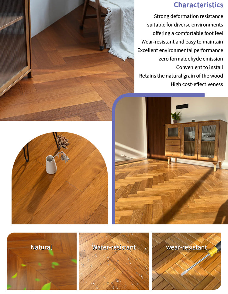 Customizable 12mm Multi-Layer Engineered Solid Wood Teak Flooring UV Coated Waterproof Hardwood for Living Room Outdoor Exterior