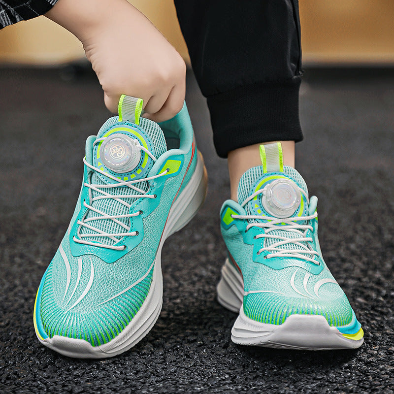 Men's and Women's Children's Running Shoes Lightweight Soft Sole Night Light Kids Shoes Men's Racing Student Mesh Sports Shoes Non-Slip Sole