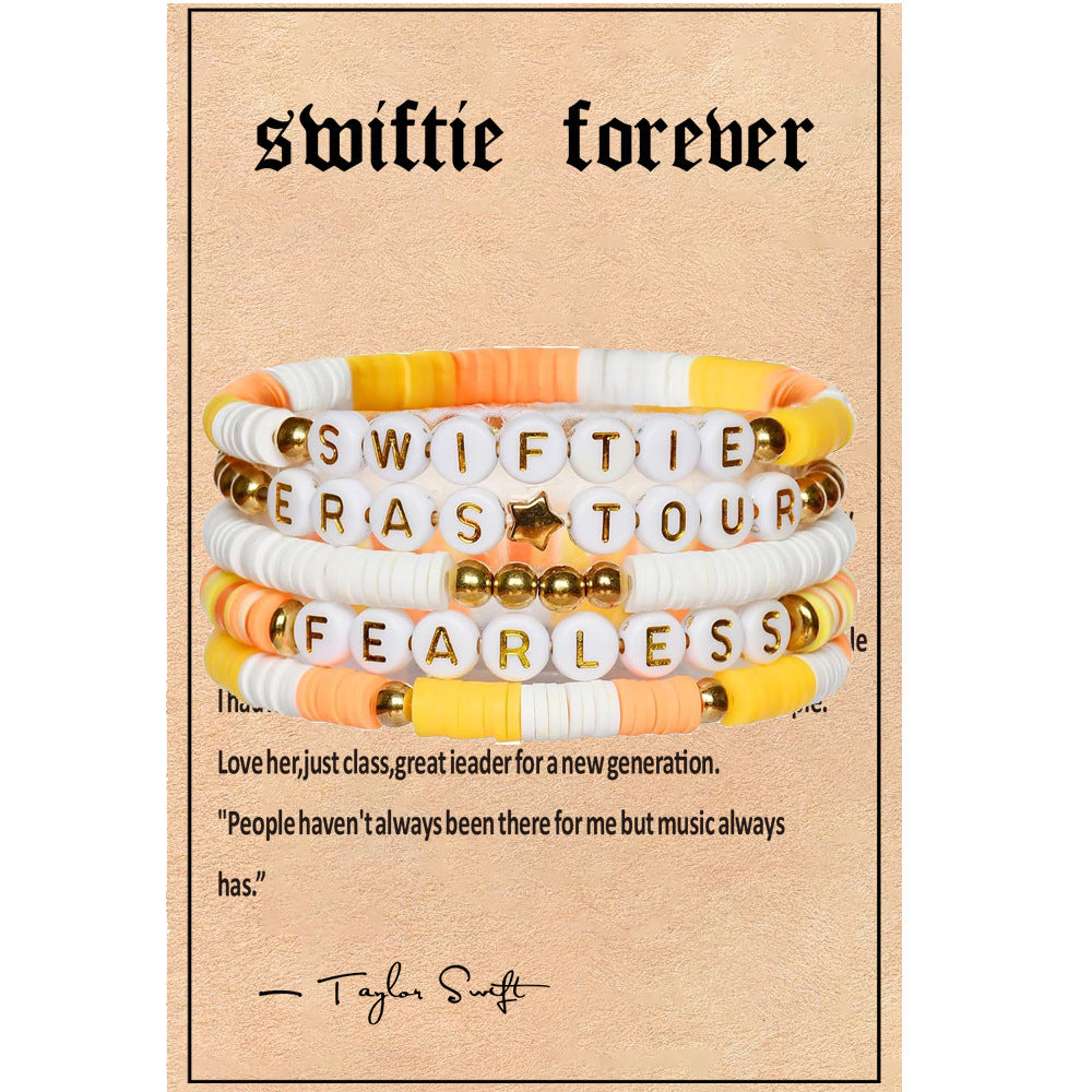 Taylor Music Jewelry Bracelet for Women Versatile High-End Bohemian Accessories SWIFTIE Alphabet Soft Clay Bracelet