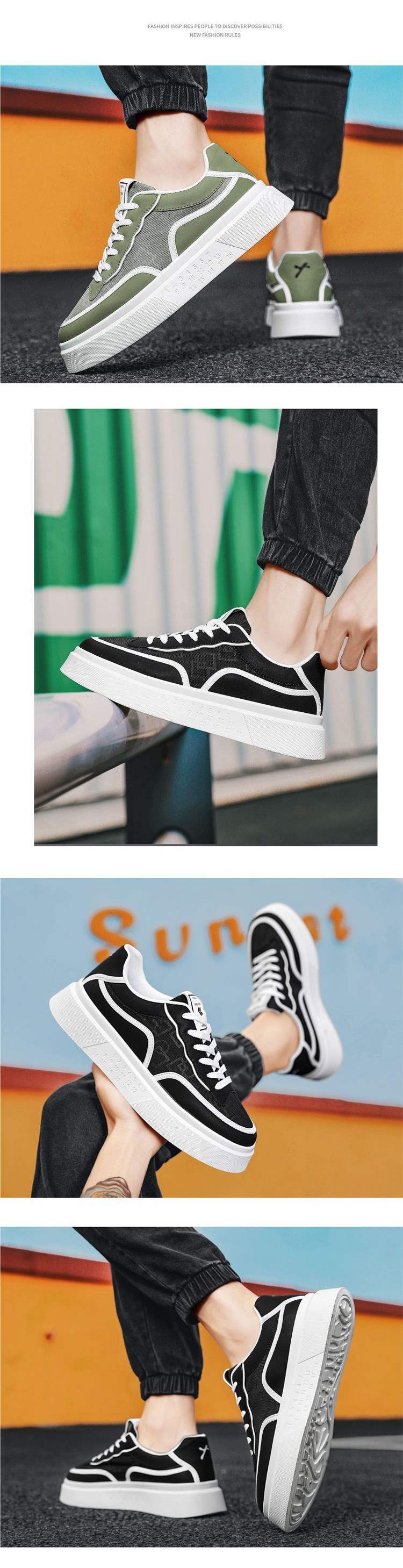 Men's White Sneakers Trendy Casual Shoes Summer Versatile New Breathable Height-Increasing Thick-Soled Sports Shoes HJ18807