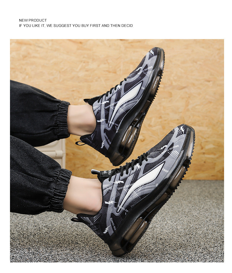 Men's Sports Shoes Spring and Autumn Ice Silk Hot Style Air Cushion Shock Absorption Trendy Men's Shoes Youth Running Shoes Student Casual Running Shoes